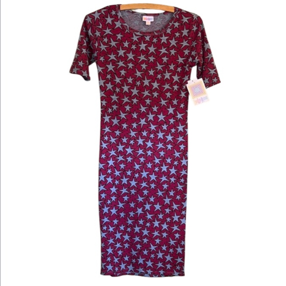 NWT LuLaRoe Starry Red and Blue Midi Dress